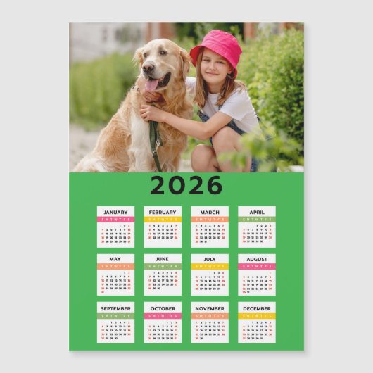 2026 Kalender mit Foto - Jahresansicht Magnetkarte (Vorderseite)