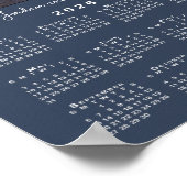 2026 Kalender mit Ihrem Foto und Name Navy Blue Poster (Ecke)