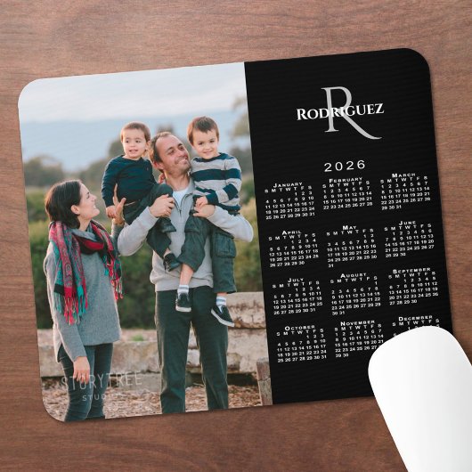 2026 Kalender mit individuellem Foto, Monogramm un Mousepad