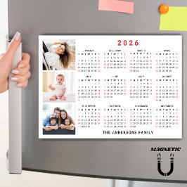 2026 Kalender mit individuellem Namen Foto Collage Magnetkarte