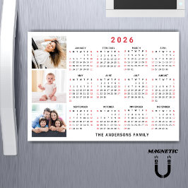 2026 Kalender mit individuellem Namen Foto Collage Magnetkarte