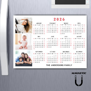 2026 Kalender mit individuellem Namen Foto Collage Magnetkarte