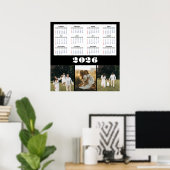 2026 Kalender mit schwarzem Hintergrund  Poster (Heimbüro)