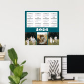 2026 Kalender mit Türkis Hintergrund Poster (Heimbüro)