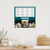2026 Kalender mit Türkis Hintergrund Poster (Küche)