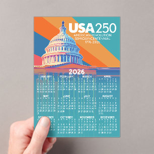 2026 Kalender mit USA 250 Capital Dome Amerika Acryleinladungen