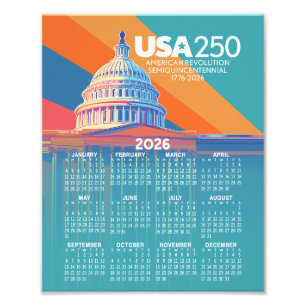 2026 Kalender mit USA 250 Capital Dome Amerika Fotodruck
