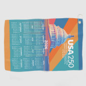 2026 Kalender mit USA 250 Capital Dome Amerika Golfhandtuch (Horizontal)
