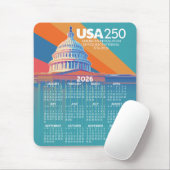2026 Kalender mit USA 250 Capital Dome Amerika Mousepad (Mit Mouse)