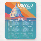 2026 Kalender mit USA 250 Capital Dome Amerika Mousepad (Vorne)