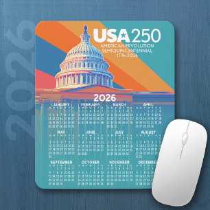 2026 Kalender mit USA 250 Capital Dome Amerika Mousepad