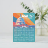 2026 Kalender mit USA 250 Hauptstadt Dome Amerika Postkarte (Stehend Vorderseite)