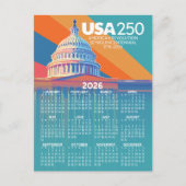 2026 Kalender mit USA 250 Hauptstadt Dome Amerika Postkarte (Vorderseite)