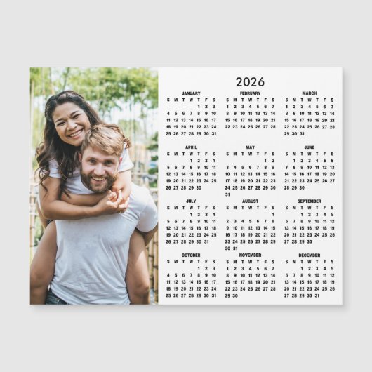 2026 Kalender Modern Einfach Foto Magnet (Vorderseite)