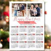 2026 Kalender Modern Pink Family 2 Foto Magnetic Magnetkarte
