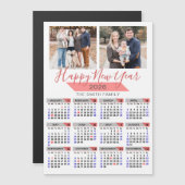 2026 Kalender Modern Pink Family 2 Foto Magnetic Magnetkarte (Vorne/Hinten)