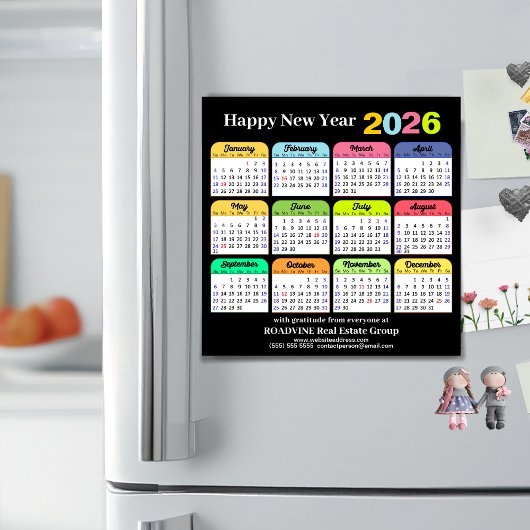 2026 Kalender Moderne Black Corporate Magnetic Car Magnetkarte