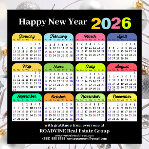 2026 Kalender Moderne Black Corporate Magnetic Car Magnetkarte