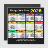 2026 Kalender Moderne Black Corporate Magnetic Car Magnetkarte (Vorne/Hinten)