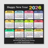 2026 Kalender Moderne Black Corporate Magnetic Car Magnetkarte (Vorderseite)
