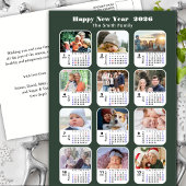 2026 Kalender Moderne grüne Familie 12 FotoCollage Postkarte