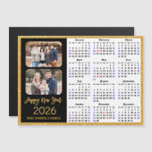 2026 Kalender Moderner Gold Glitzer 2 Foto Magneti Magnetkarte (Vorne/Hinten)