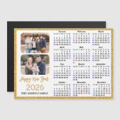 2026 Kalender Moderner Gold Glitzer 2 Foto Magneti Magnetkarte (Vorne/Hinten)