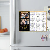 2026 Kalender Moderner Gold Glitzer 2 Foto Magneti Magnetkarte