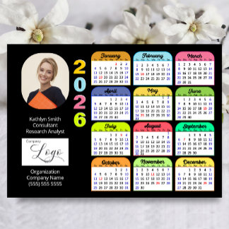 2026 Kalender Modernes Business Foto Logo Magnetic Magnetkarte