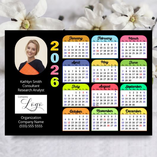 2026 Kalender Modernes Business Foto Logo Magnetic Magnetkarte