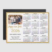 2026 Kalender Modernes Gold Glitzer Foto Magnetic Magnetkarte (Vorne/Hinten)