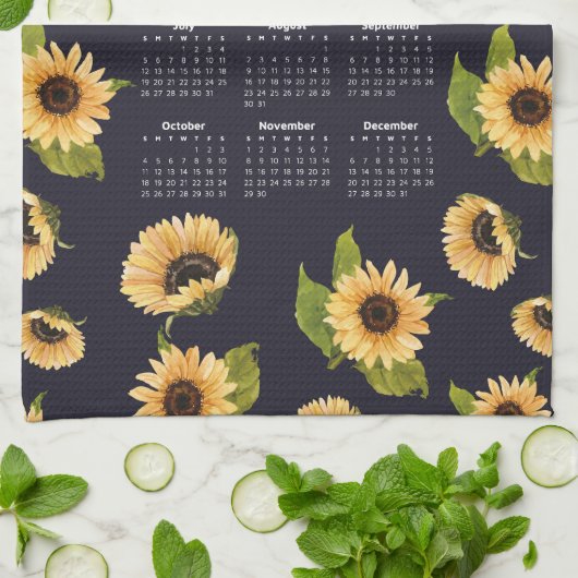 2026 Kalender Muster für Aquarellblumen Geschirrtuch (Gefaltet)