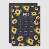 2026 Kalender Muster für Aquarellblumen Magnetkarte (Vorne/Hinten)