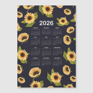 2026 Kalender Muster für Aquarellblumen Magnetkarte