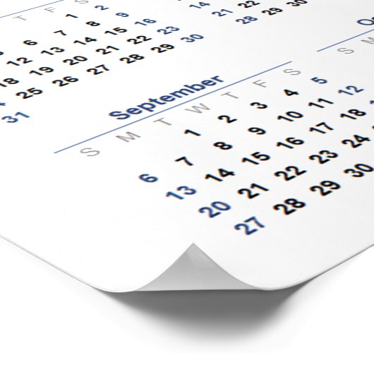 2026 Kalender nach Monat Zuhause School Office Wal Poster (Ecke)