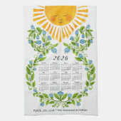 2026 Kalender Niedlich Sun Blue Blumen Blumen Geschirrtuch (Vertikal)