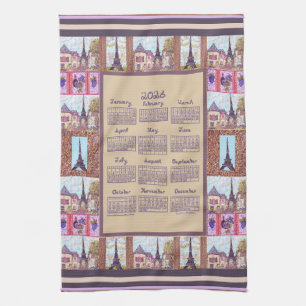 2026 Kalender Paris Eiffelturm Pointillismus Kunst Geschirrtuch