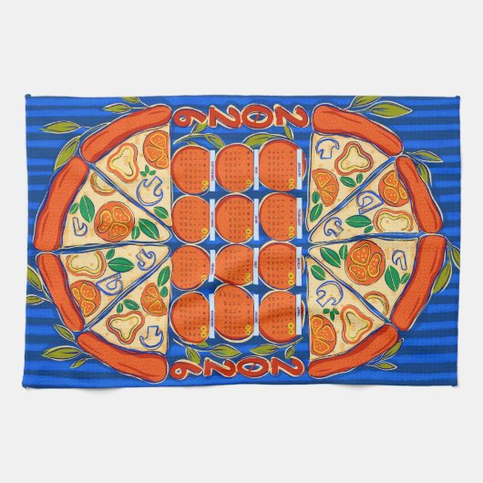 2026 Kalender - Pizza-Kalender Geschirrtuch (Horizontal)