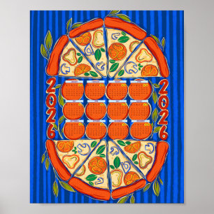 2026 Kalender - Pizza Kalender Poster