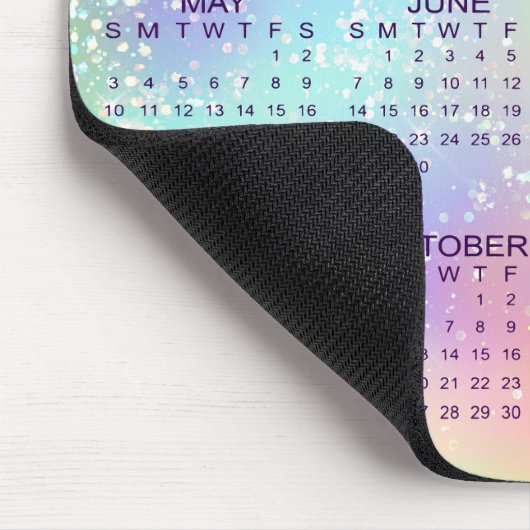 2026 Kalender Rainbow Glitzer Lila oder benutzerde Mousepad (Ecke)