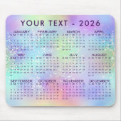 2026 Kalender Rainbow Glitzer Lila oder benutzerde Mousepad (Vorne)