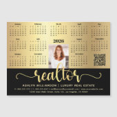 2026 Kalender Realtor Black Gold QR Code Magnet (Vorderseite)