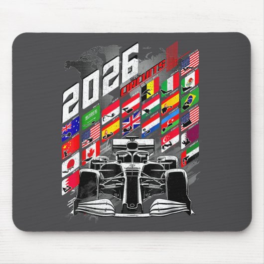 2026 Kalender Rennstreckenterminplan Orte Mousepad (Vorne)