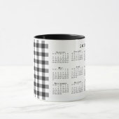 2026 Kalender Schwarz-weiß Gingham Karierte Vorlag Tasse (Zentrum)