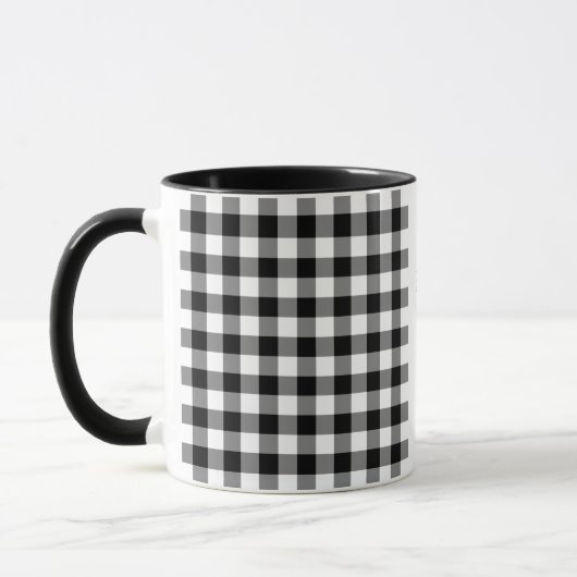 2026 Kalender Schwarz-weiß Gingham Karierte Vorlag Tasse (Links)
