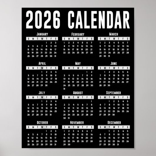 2026 Kalender-Shirt 26 Kalender 2026  Poster (Vorne)