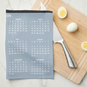 2026 Kalender Skript Name Foto Staubblau Geschirrtuch (Viertel Falte)