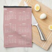 2026 Kalender Skript Name Foto Staubrose Rosa Geschirrtuch (Viertel Falte)