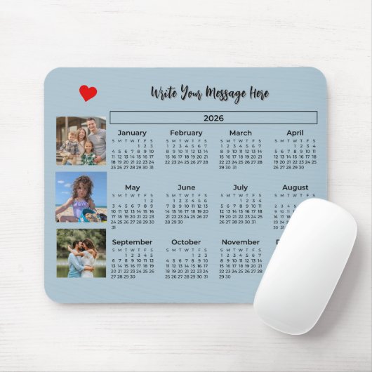 2026 Kalender Stylish Foto-Collage  Mousepad (Mit Mouse)
