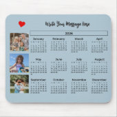 2026 Kalender Stylish Foto-Collage Mousepad (Vorne)